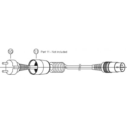 Saeshin Brushed Handpiece - CABLE ONLY - Spring Lead / Cable Sparepart - 3 Pin Male - GREY - 1pc - Suits 106, 107, 103L * Does not include plastic connector part 11